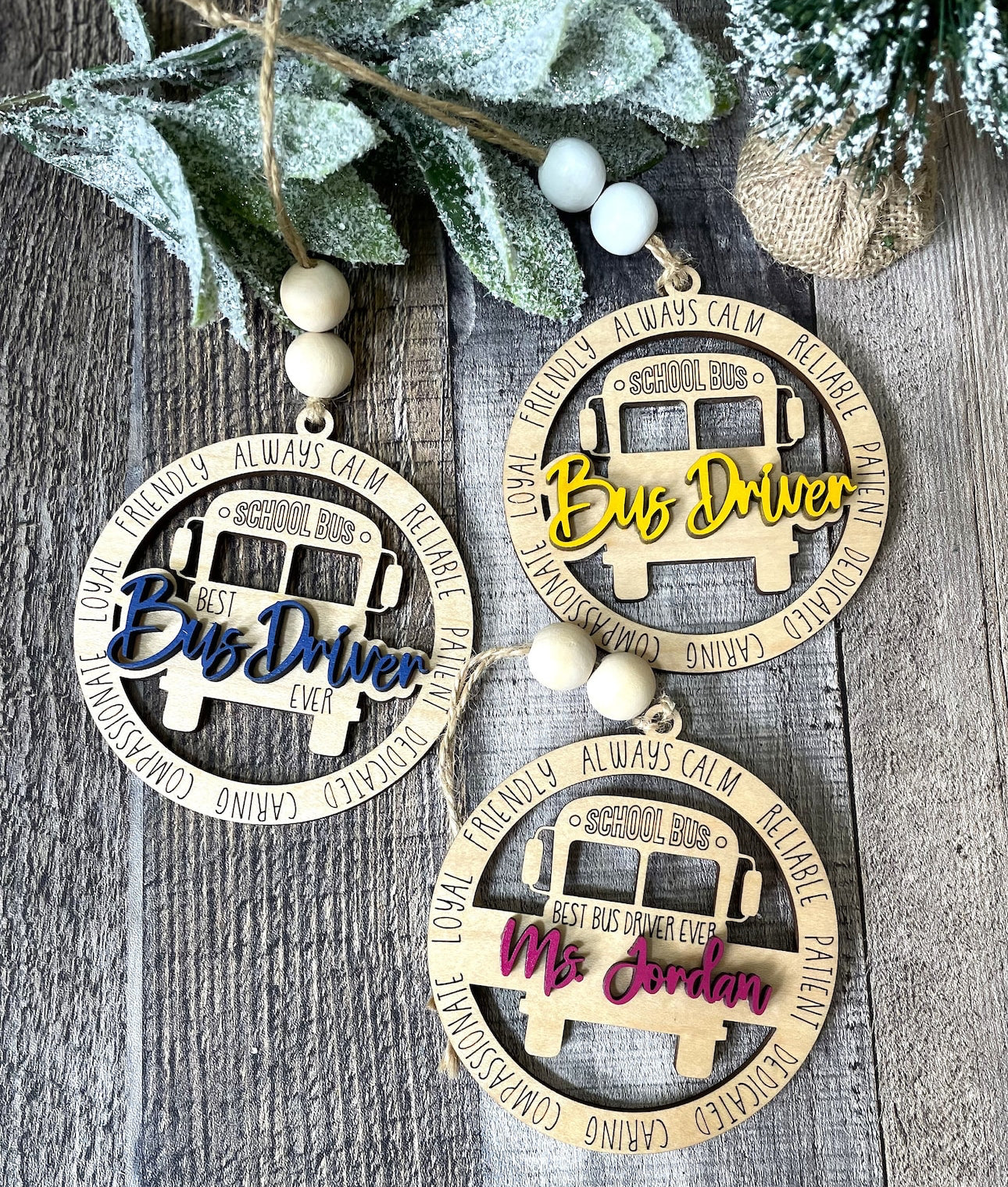 Layered "Bus Driver" Ornament