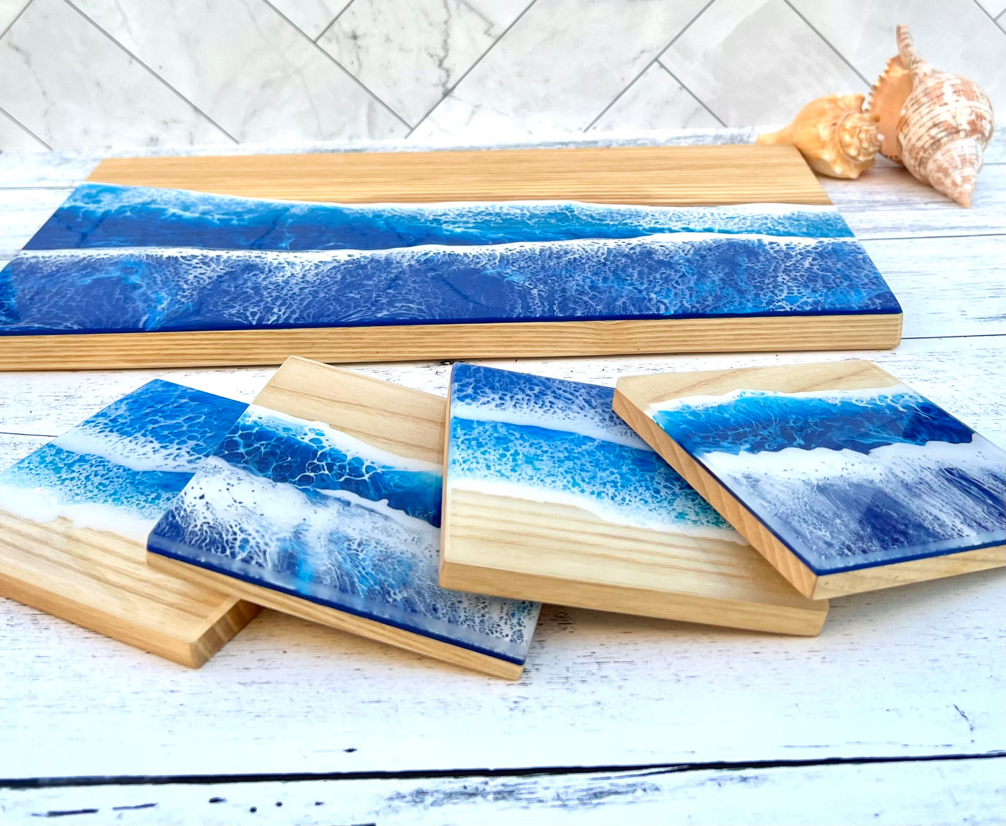 Ocean Resin Board Decor Gift Set
