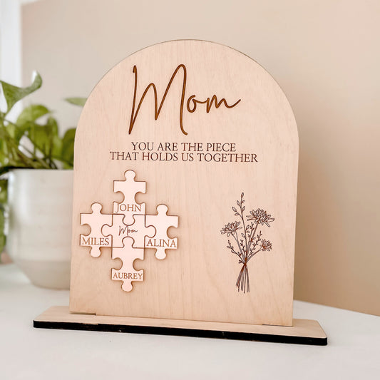 Grandma or Mom Puzzle Sign with Rose Acrylic