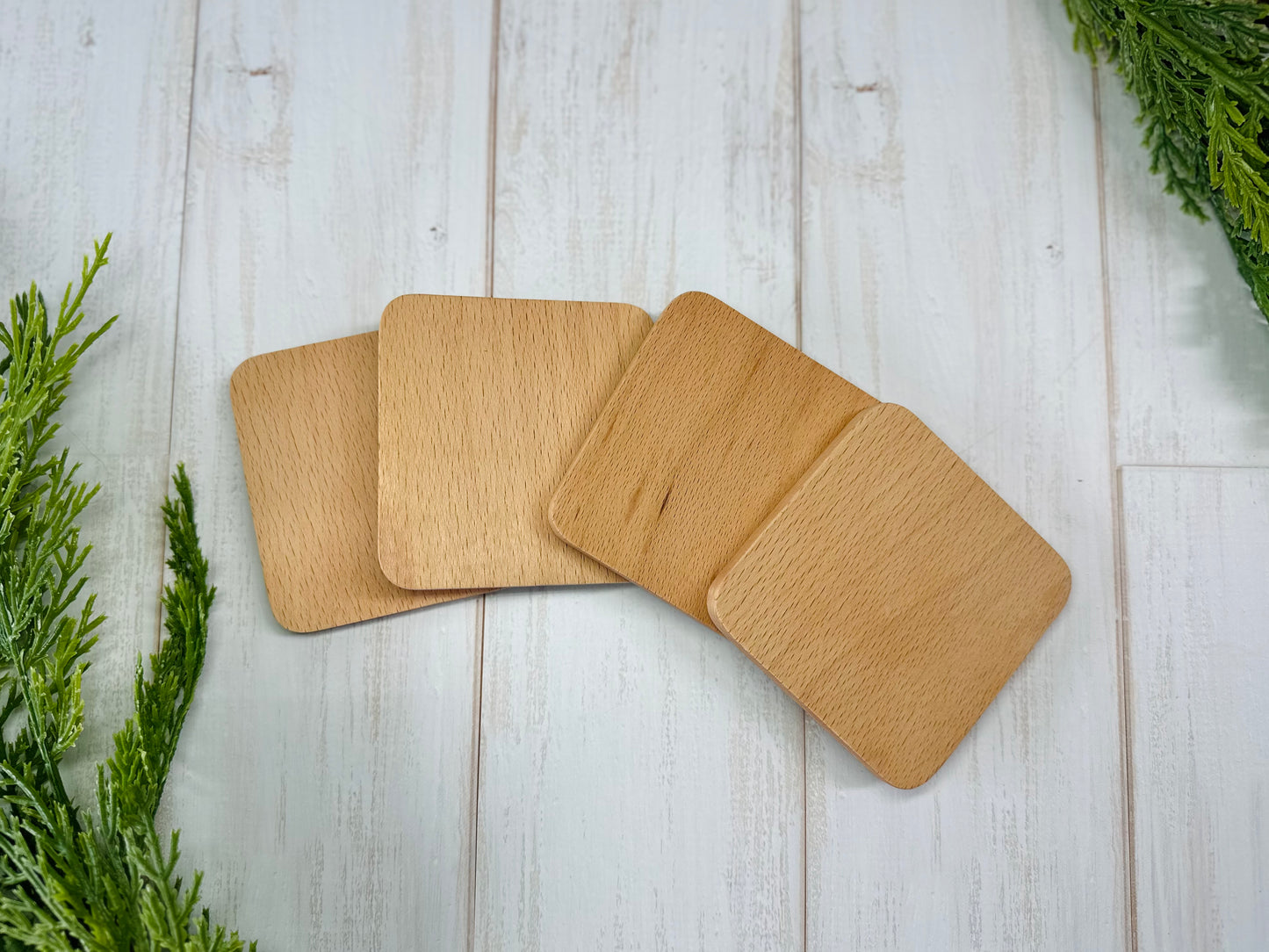 Square Beechwood Coasters Set of 4