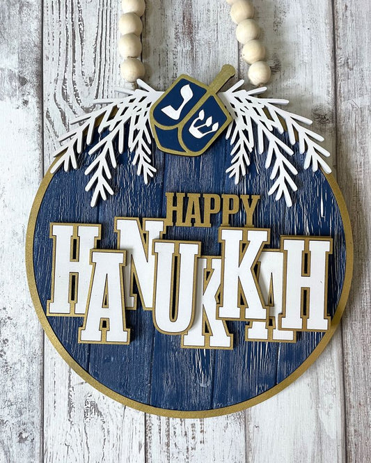 Happy Hanukkah Round Sign