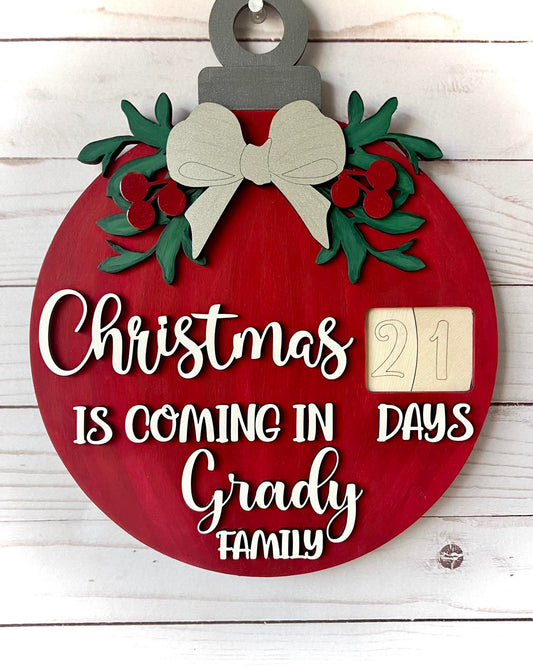 Christmas Countdown Door Round Sign